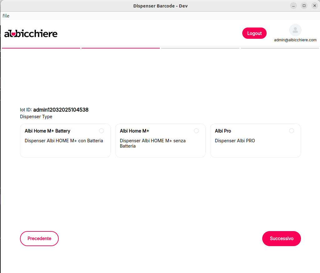 Selezione del Tipo di Dispenser
